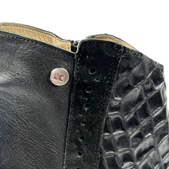 Dkode Jemila Leather Textured Crocodile Embossed Ankle Boots in Black Size 40 - Picture 6 of 12